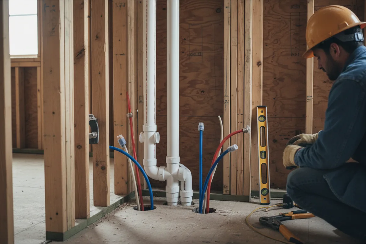 Drain and supply rough-in during Garbage Disposal Repair in Redding